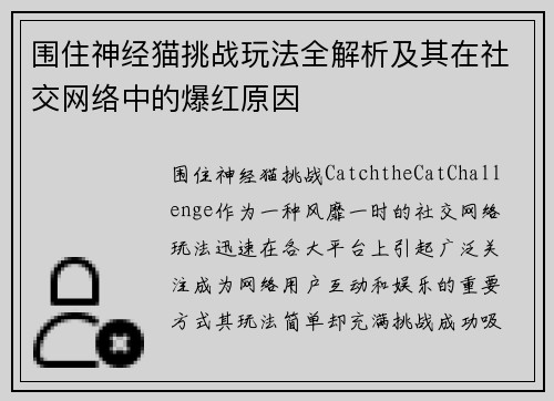 围住神经猫挑战玩法全解析及其在社交网络中的爆红原因